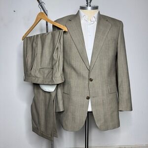 Vintage‎ Chaps Ralph Lauren Mens Plaid Two Button Wool Suit 44L 38W